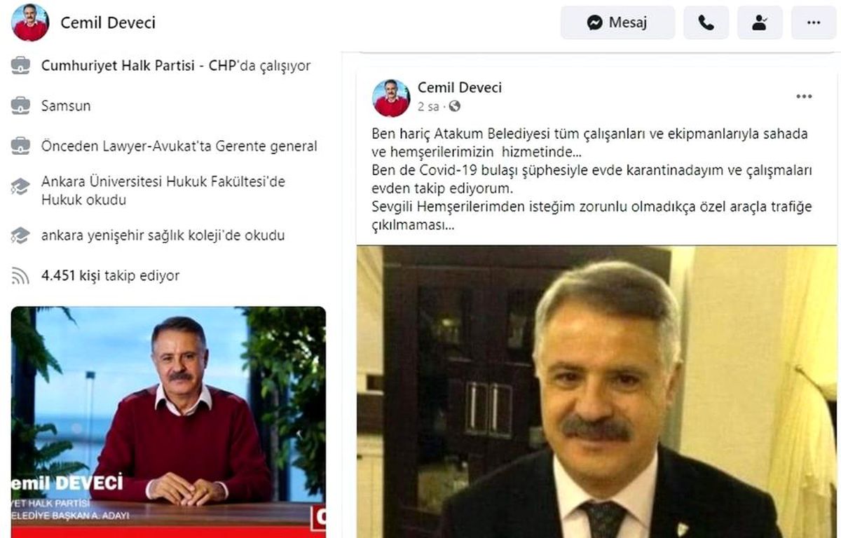 Kovid-19\'u atlatan Başkan Deveci temas şüphesiyle tekrar karantinada