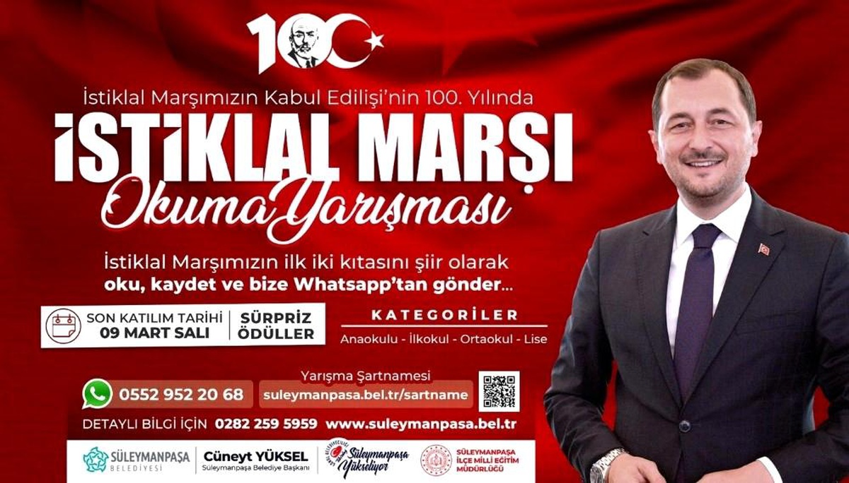 Süleymanpaşa Belediyesinden İstiklal Marşı okuma yarışması