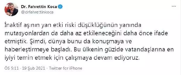 Bakan Koca'dan 'inaktif aşı' açıklaması