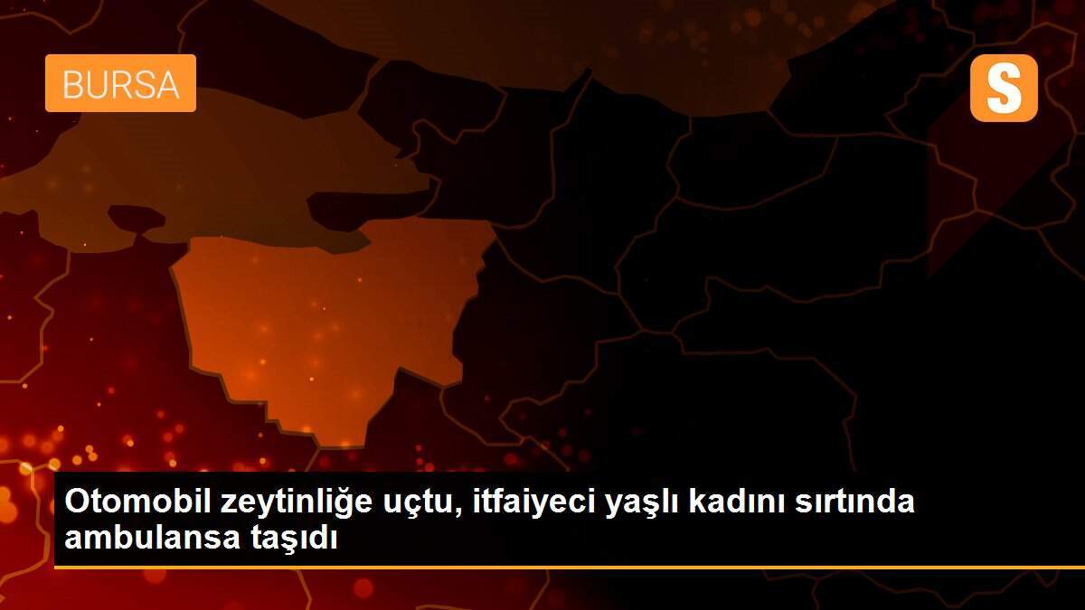 Otomobil zeytinliğe uçtu, itfaiyeci yaşlı kadını sırtında ambulansa taşıdı