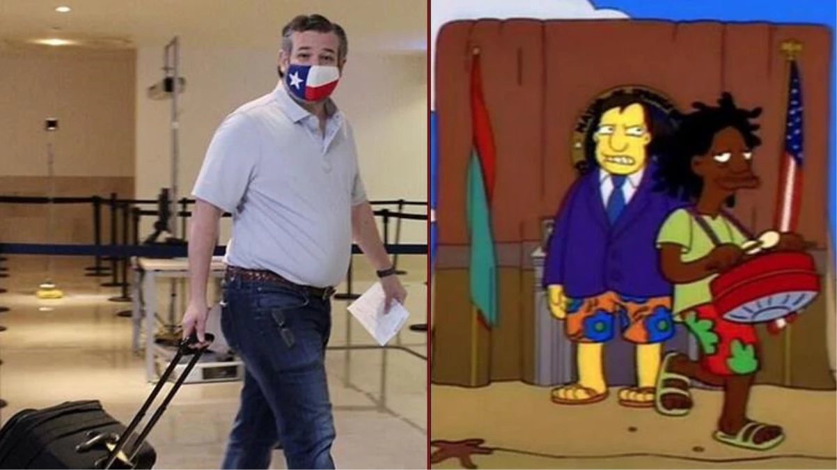 Simpsonlar yine bildi! Teksas senatörünün felaketi yaşayan şehri bırakıp tatile gitmesini 1993\'te öngörmüşler
