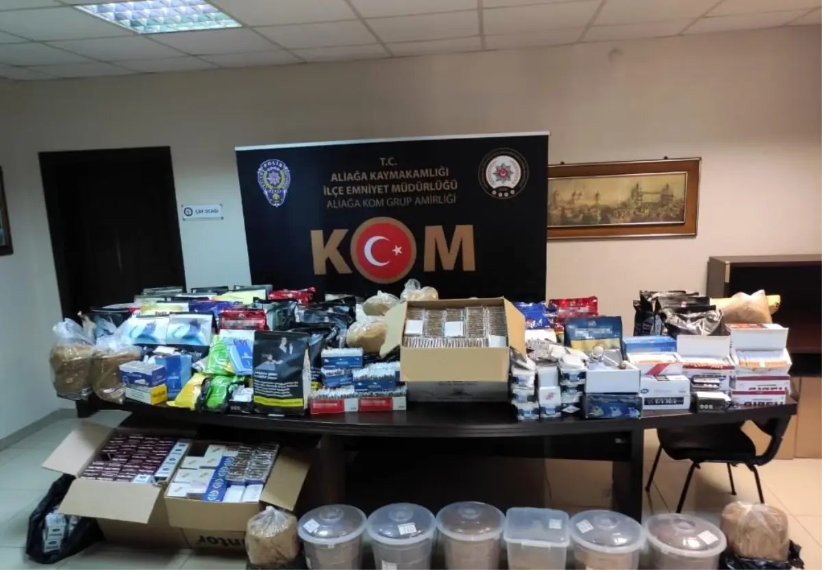 Aliağa'da 22 bin 400 makaron ile 131 kilogram kaçak tütün ele geçirildi