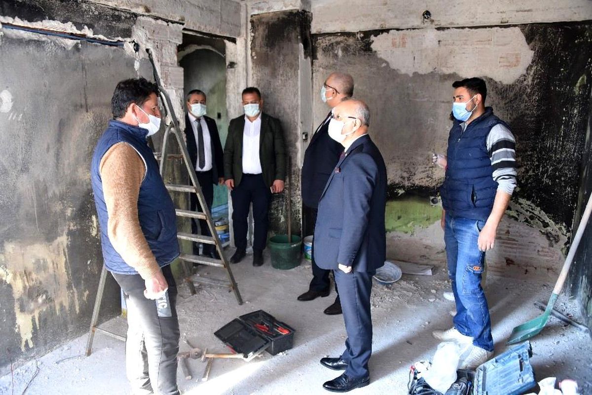 Başkan Kayda\'dan evi yanan aileye ziyaret