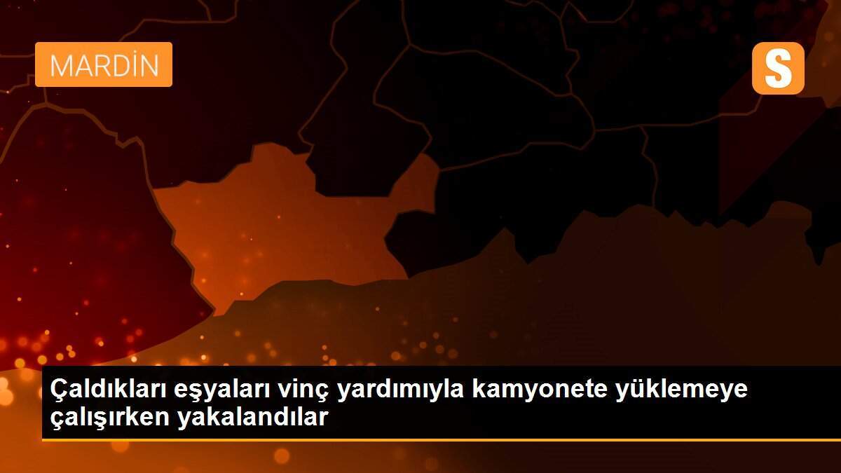 Çaldıkları eşyaları vinç yardımıyla kamyonete yüklemeye çalışırken yakalandılar