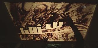 İdlibli sanatçı, Suriyelilerin acısını kum taneleriyle anlatıyor