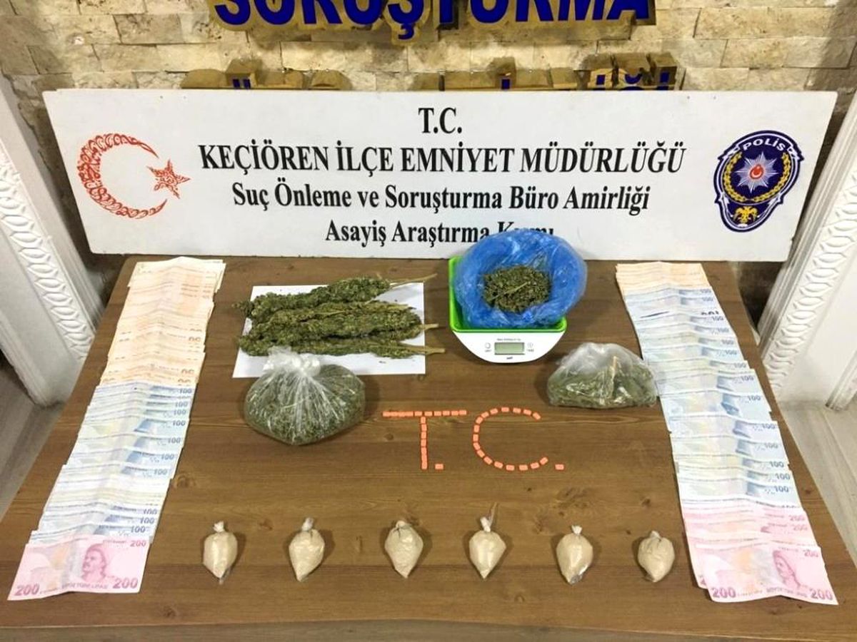 Ankara\'da toplam 46 suç kaydı bulunan 3 kişi uyuşturucu madde ile yakalandı