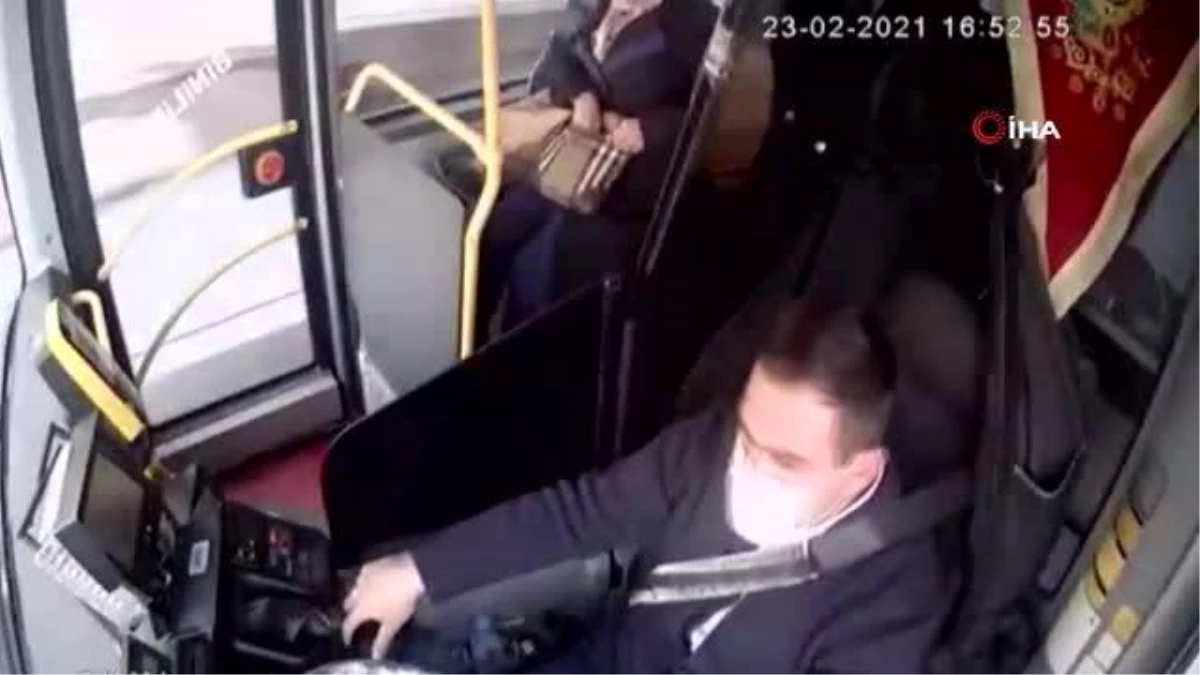 Ani fren yapan otobüste savrulup yere düşen yaşlı kadın yaralandı