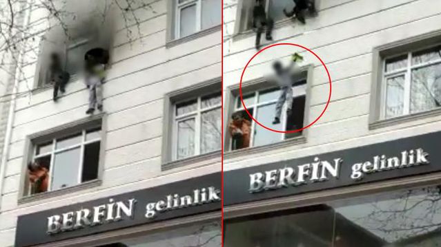 İstanbul'da can pazarı! Yangında mahsur kalan çocukların kurtarılma anı kamerada
