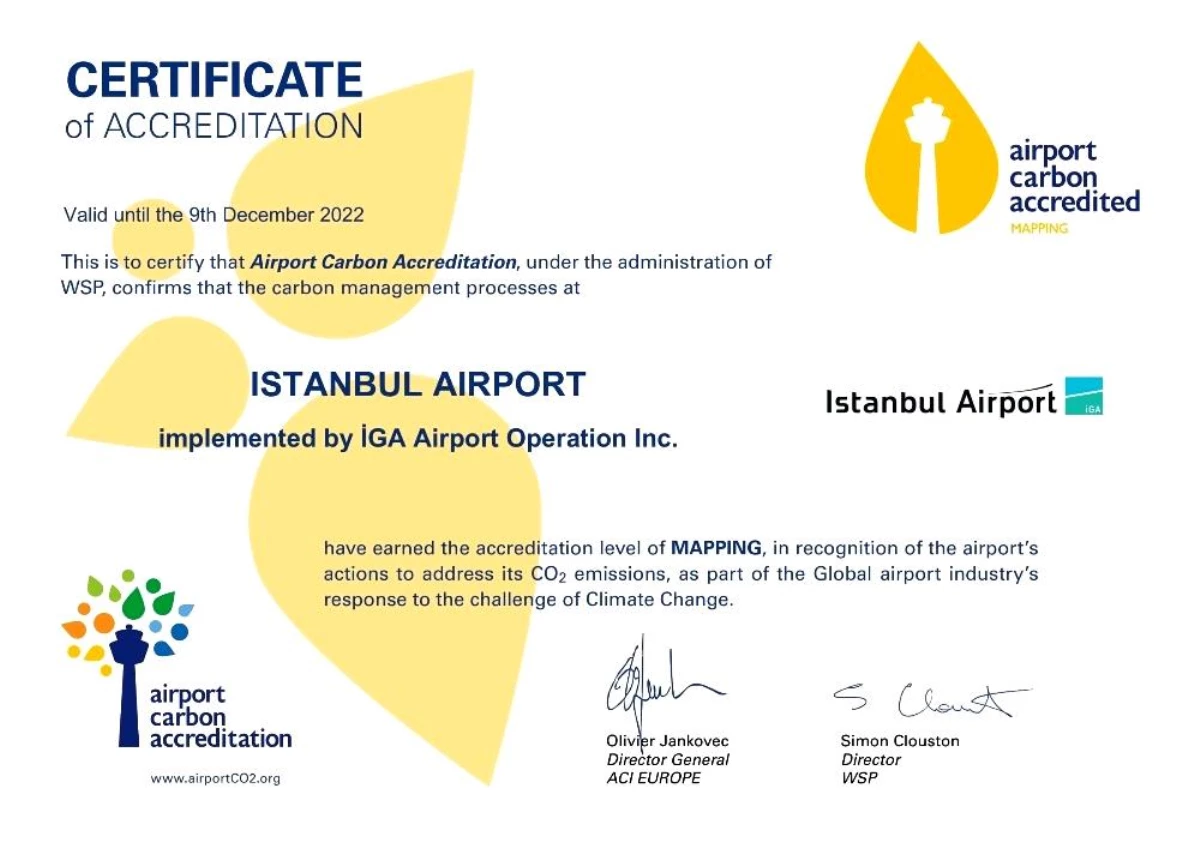 İstanbul Havalimanı\'nın karbon yönetimine uluslararası sertifika verildi