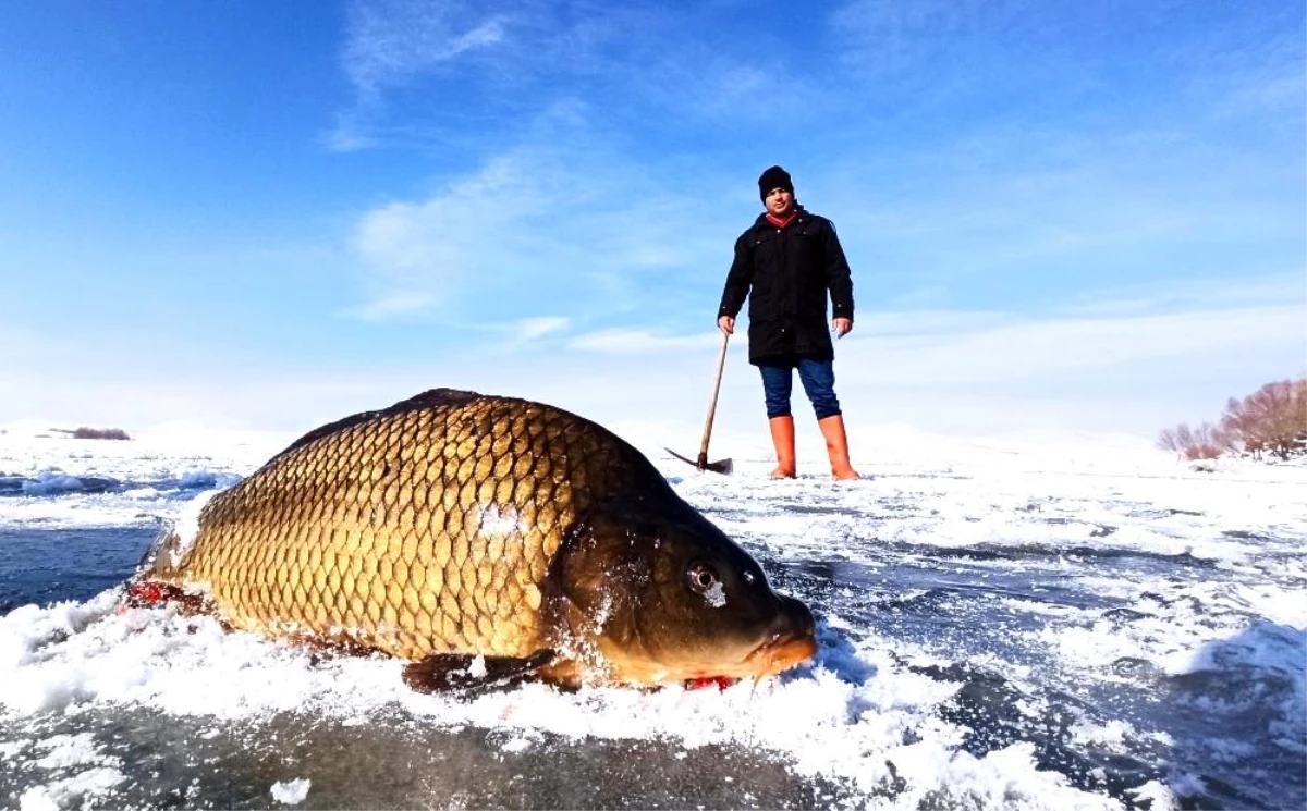 Donan Nazik Gölü\'nde eskimo usulü balık avı