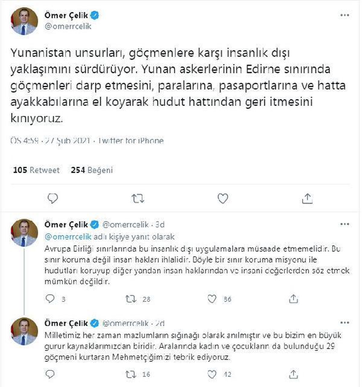 AK Parti\'li Çelik\'ten, Yunanistan\'ın göçmen tutumuna kınama