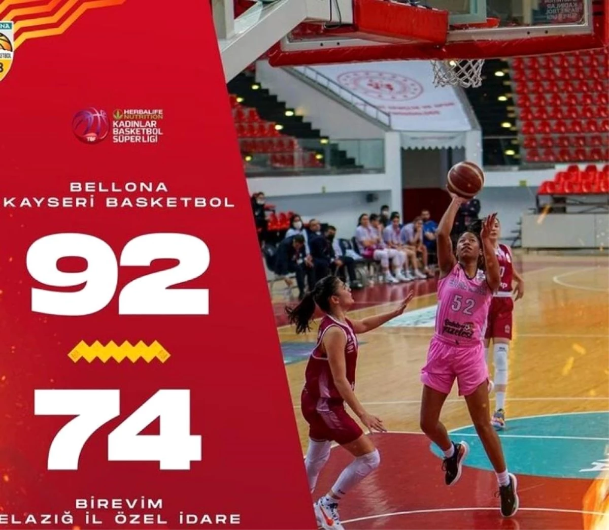 Bellona Kayseri Basketbol: 92 Bir Evim Elazığ Özel İdare: 74