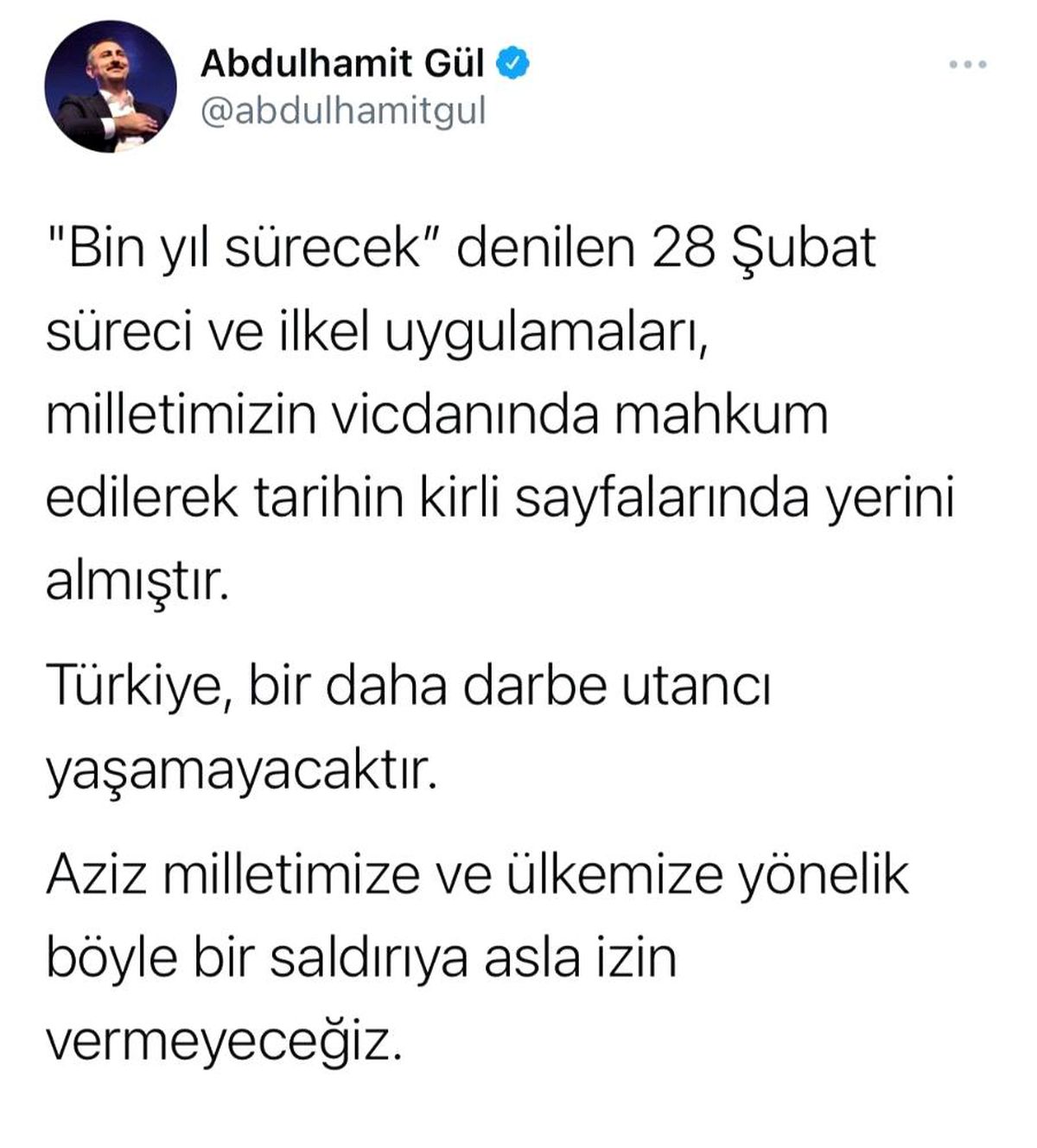 Adalet Bakanı Gül: "Türkiye, bir daha darbe utancı yaşamayacaktır"