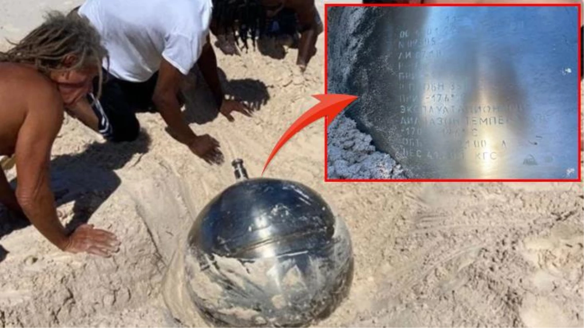 Bahamalar\'daki sahilde üzerinde Rusça yazılar olan gizemli bir titanyum küre bulundu