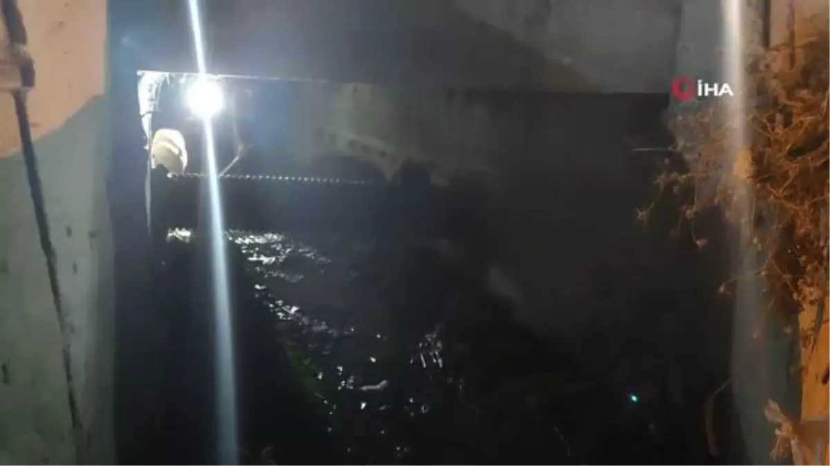 Silopi'de su tahliye kanalında mahsur kalan köpek itfaiye ekiplerince kurtarıldı