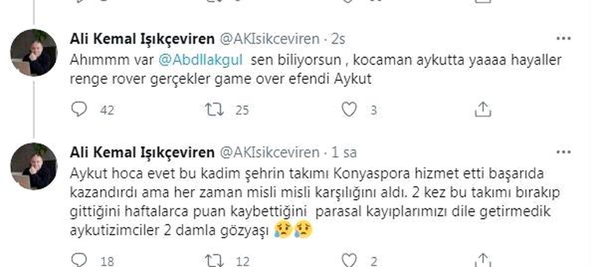 Konyasporlu yöneticiden tepki çeken Kocaman paylaşımı