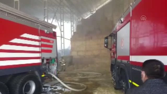 Bergama'da besi çiftliğinin deposunda çıkan yangın söndürüldü