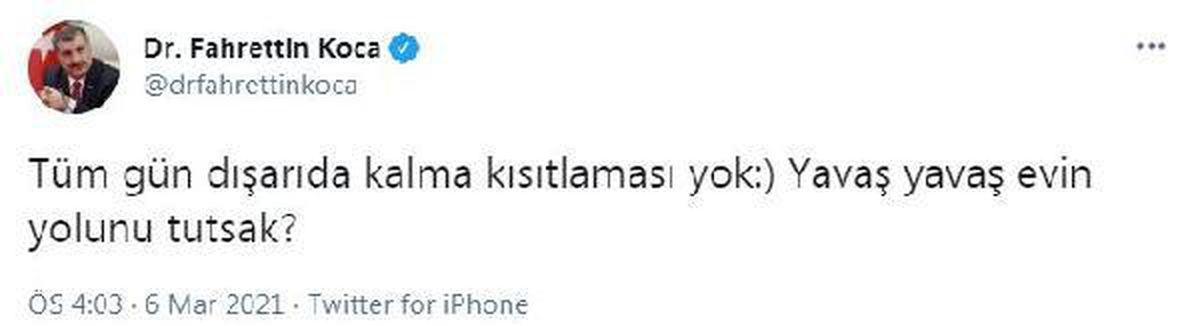 Bakan Koca\'dan, \'cumartesi\' uyarısı (3)
