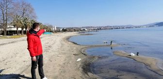 Erdek'te korkutan görüntü deniz çekildi