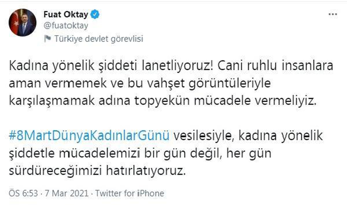 Cumhurbaşkanı Yardımcısı Oktay: Kadına yönelik şiddetle mücadelemizi her gün sürdüreceğiz