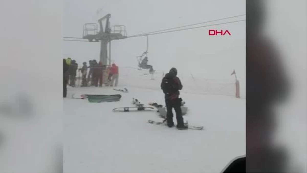 ISPARTA Davraz\'da telesiyej arızalandı, kayak severler tersten indirildi