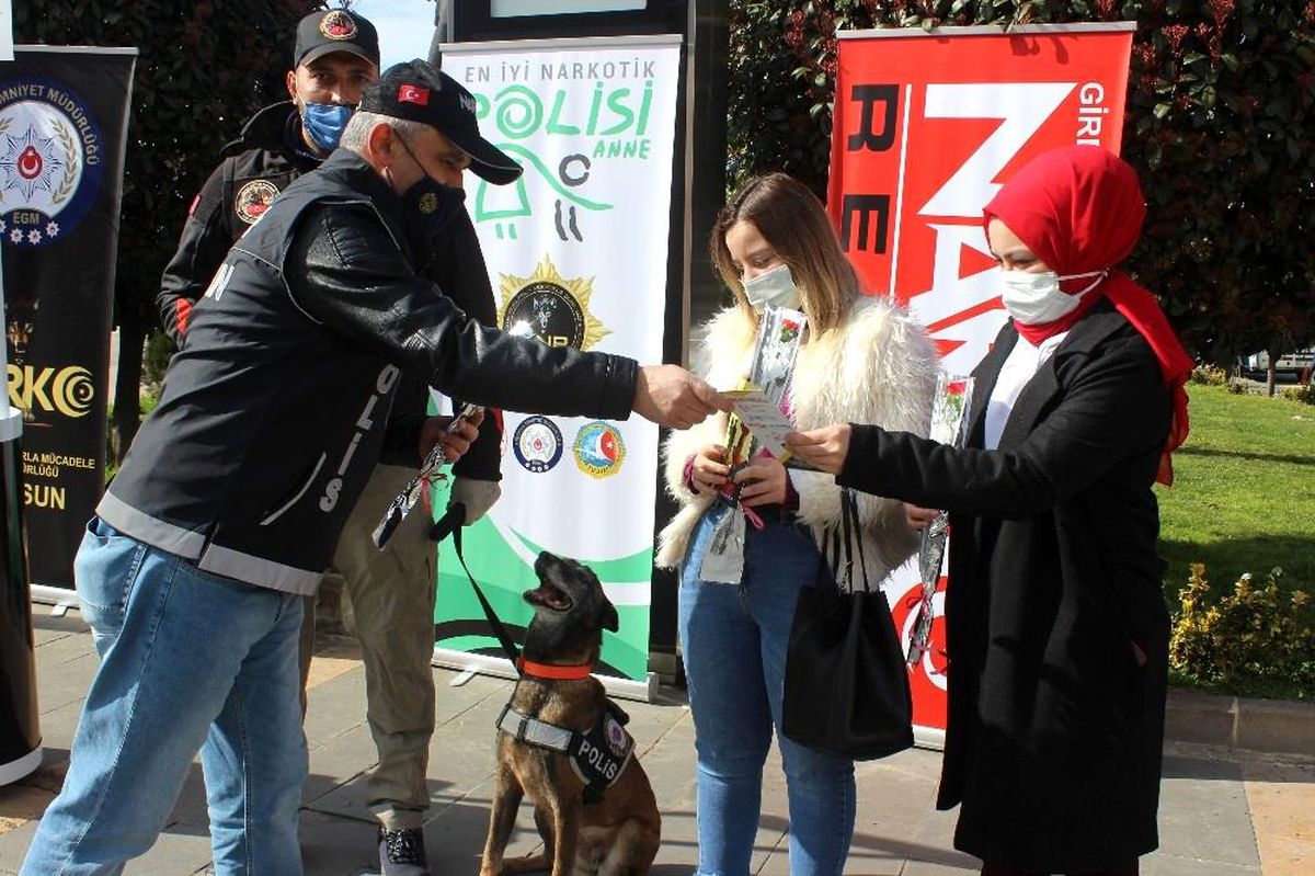 Giresun\'da Dünya Kadınlar Günü dolayısıyla kadınlara karanfil dağıtıldı