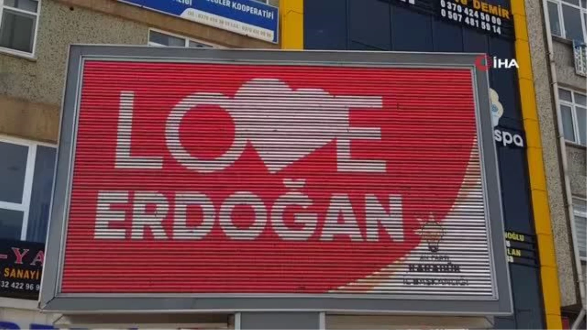 Karabük ve Zonguldak\'ta "Love Erdoğan" görseli LED ekranlara yansıtıldı