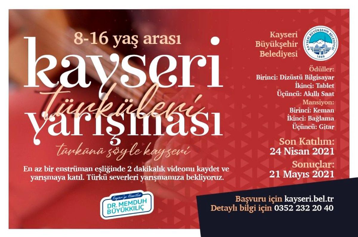 Kayseri Büyükşehir Belediyesi "Kayseri Türküleri Yarışması" düzenleyecek