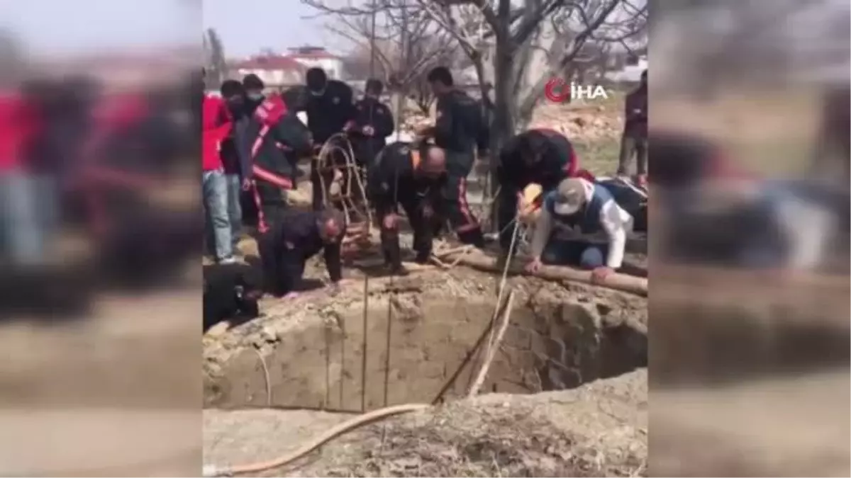 Son dakika haberleri... Elazığ\'da 14 metrelik kuyuya düşen gebe inek, 1 saatlik çalışmayla kurtarıldı