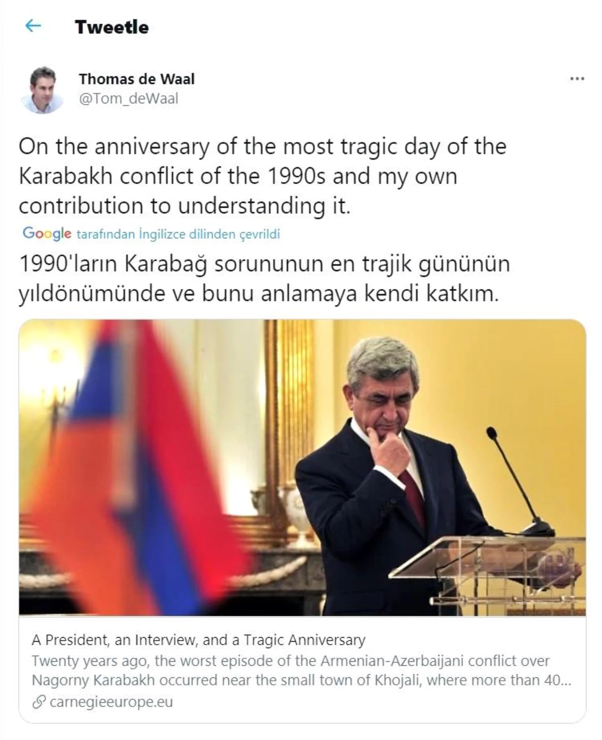 Sarkisyan, Hocalı Katliamı\'nı kabul etti