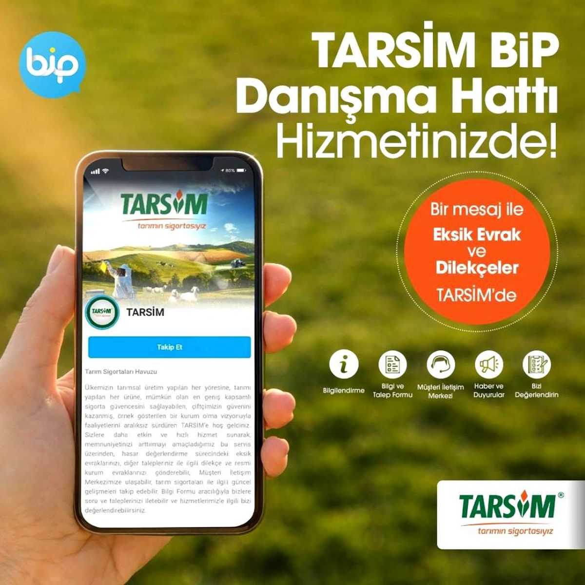 TARSİM BİP Danışma Hattı üretici ve yetiştiricinin hizmetinde