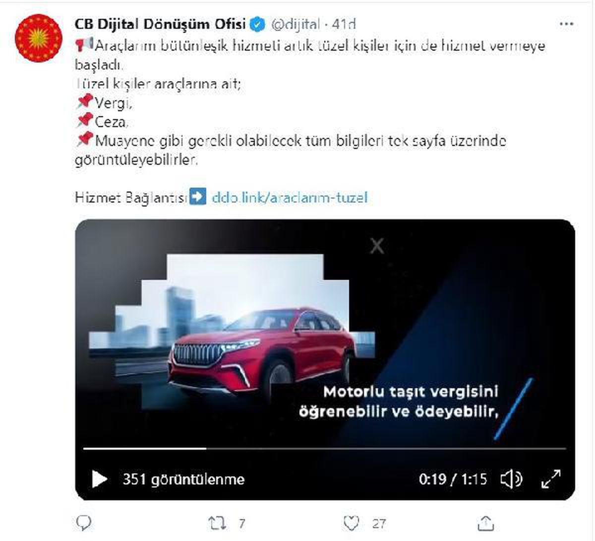 Şirket araçları, e-Devlet\'te tek sayfa üzerinden takip edilebilecek