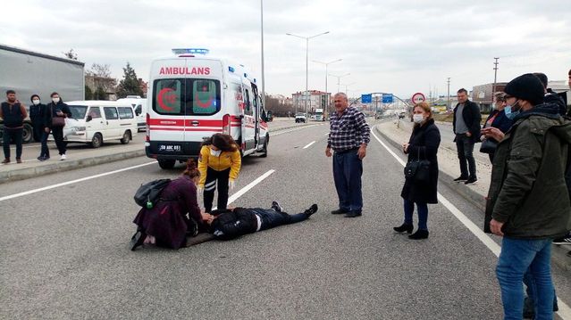 Tekirdağ'da yola fırlayan yayaya tır çarptı, o anlar kameraya yansıdı