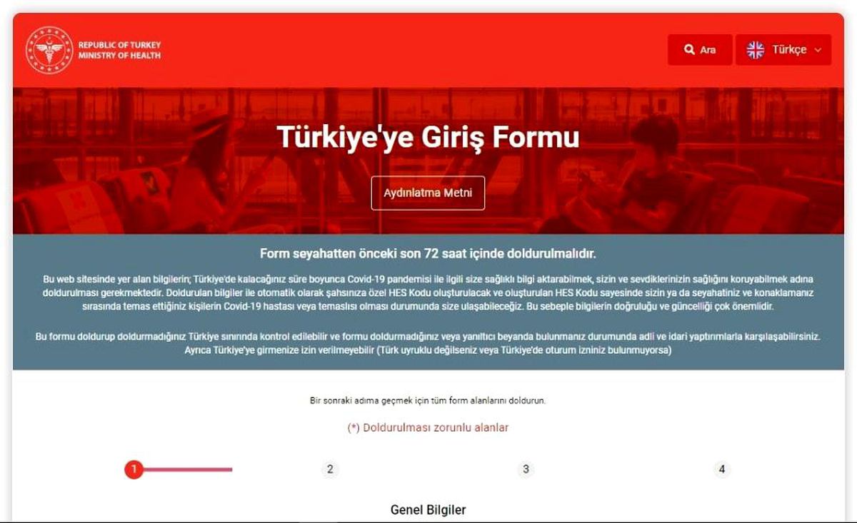 "Türkiye\'ye Giriş Formu" 15 Mart\'tan itibaren internet sitesi üzerinden doldurulacak