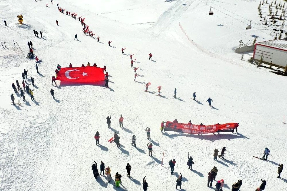 300 sporcu Türk bayrakları ile aynı anda kaydı