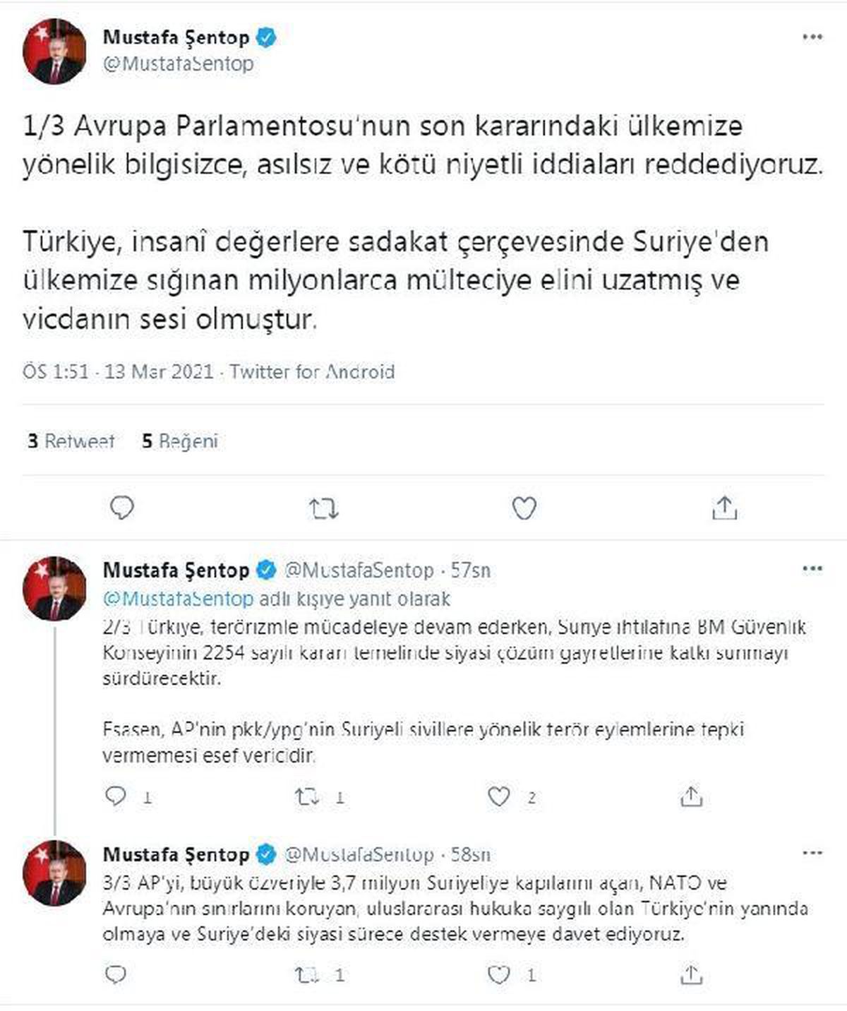 TBMM Başkanı Şentop\'tan, AP\'nin Türkiye kararına tepki