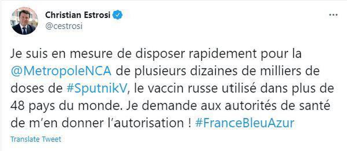 Fransız Belediye Başkanı Estrosi\'den \'Sputnik V\' çağrısı: İzin verin alayım