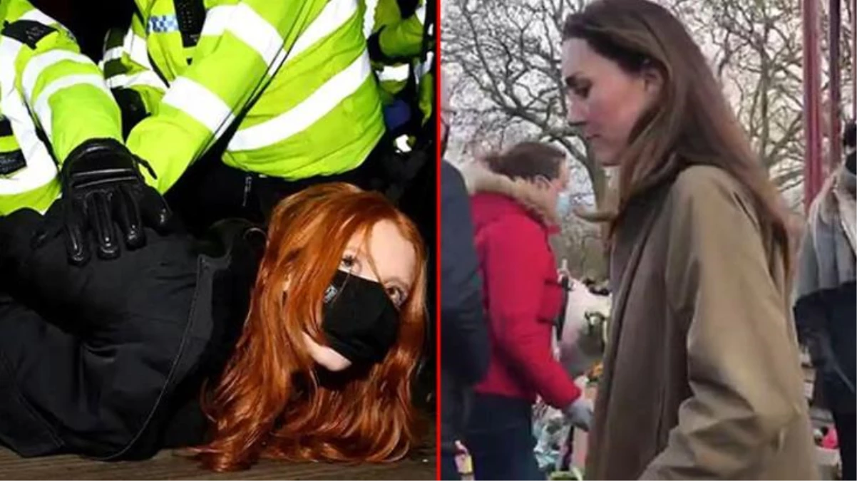 İngiltere Sarah için ayakta! Anmaya katılanlara müdahale eden polis maske bile takmayan Cambridge Düşesi\'ne ses çıkarmadı