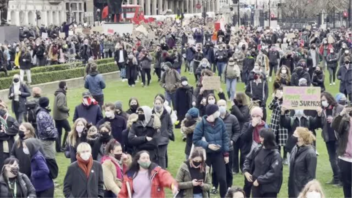 Son dakika haberi... Churchill heykeli önünde "Sarah Everard" protestosu