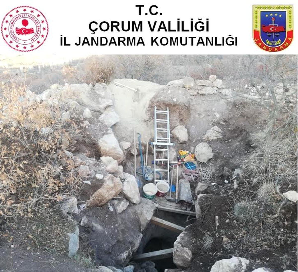 Çorum\'da kaçak kazı 2 kişi suçüstü yakalandı