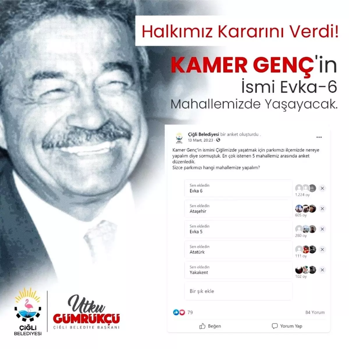 Kamer Genç\'in ismi Evka-6 Mahallesi\'nde yaşayacak