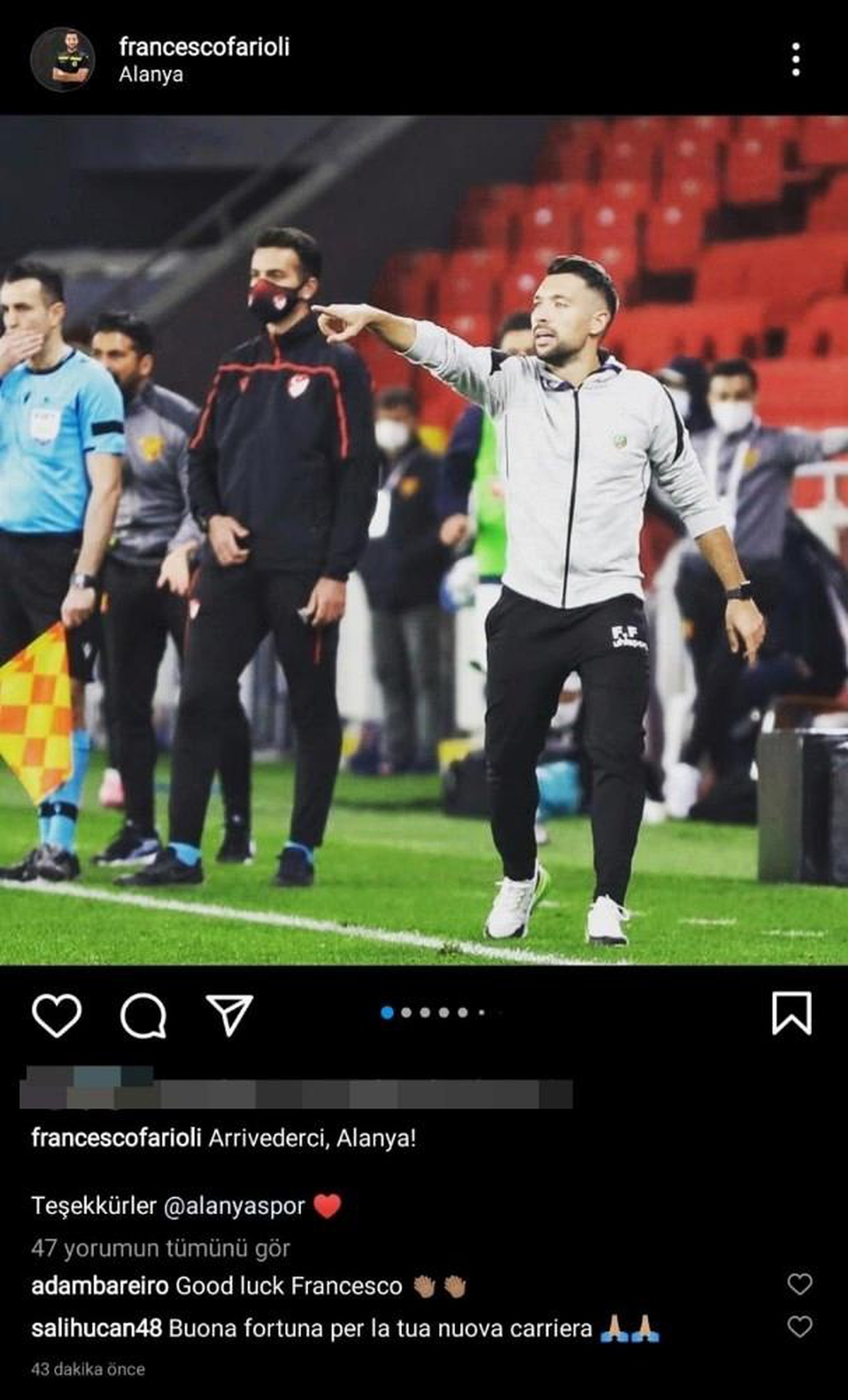Alanyaspor\'un antrenörü gidişini sosyal medyadan duyurdu