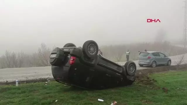 BURSA Sis nedeniyle yoldan çıkan cip takla attı, sürücüsü yaralandı