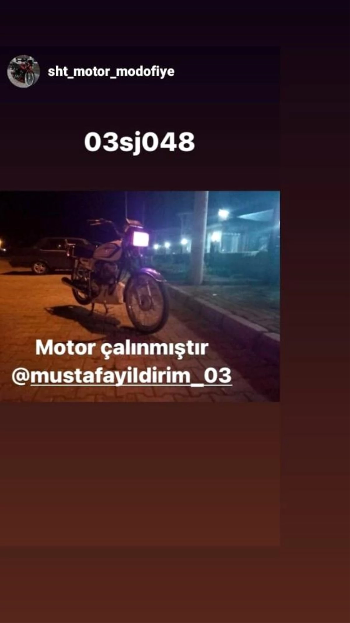 Çalınan motosikletini sosyal medyadan aramaya başladı