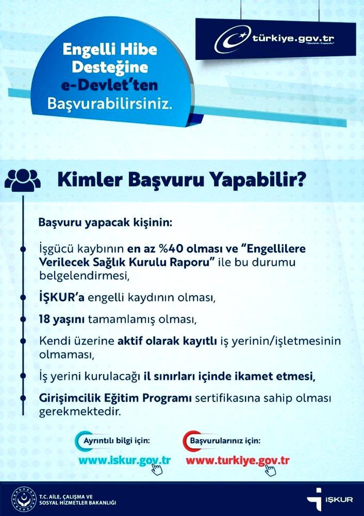 Engelli hibe desteği başvuruları devam ediyor