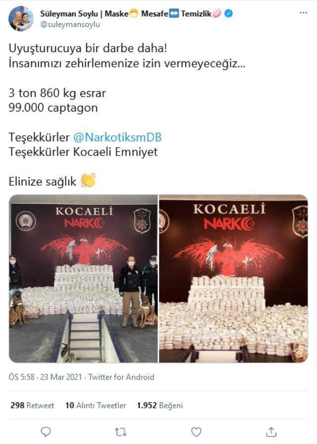 Limandaki gemide 3 ton 860 kilo esrar, 99 bin uyuşturucu hap ele geçirildi