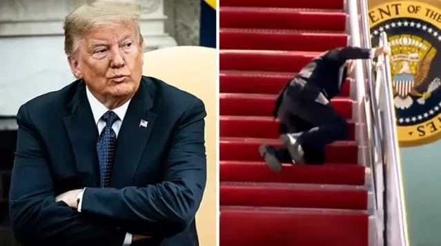 Trump'tan Biden'ın uçağa binerken düşmesine ilginç yorum: Bunu bekliyordum Trump'tan Biden'ın uçağa binerken düşmesine ilginç yorum: Bunu bekliyordum