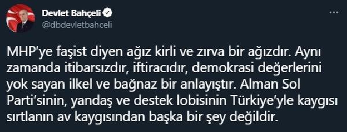 Bahçeli: MHP\'ye faşist diyen ağız kirli ve zırva bir ağızdır