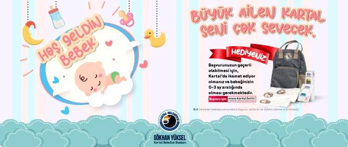 Büyük Kartal ailesine katılan yeni bebeklere ilk hediyeleri belediyeden