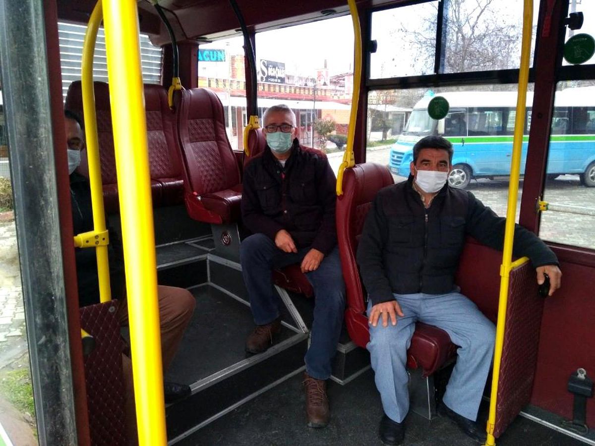 Dolmuşlara korona virüs denetimi